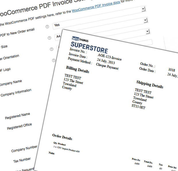 PDF Invoices WooCommerce fatura eklentisi