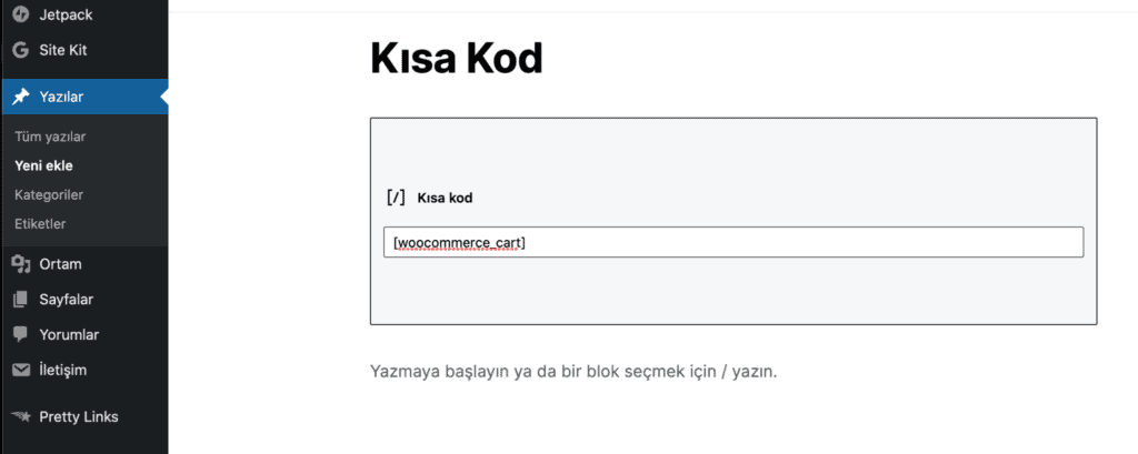 WooCommerce Kısa Kodları Nasıl Kullanılır